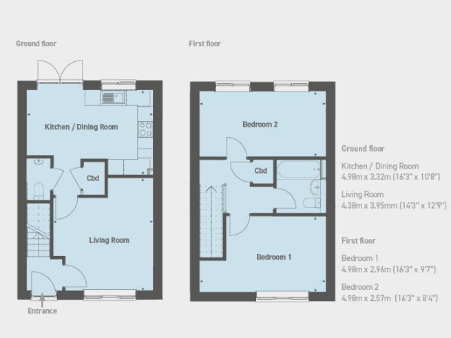Floor plan, 2 bedroom house  - artist's impression subject to change